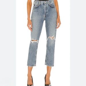 AGOLDE Riley High-Rise Cropped Jeans in Clear Skies. Size 26
